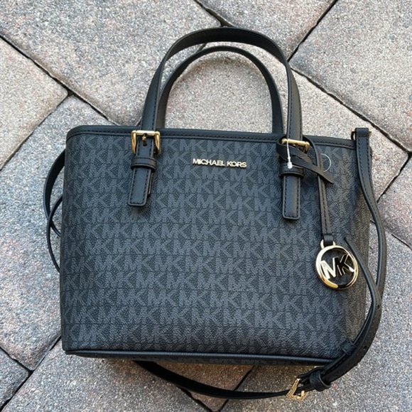 Michael Kors Jet Set Travel XS Carryall Tote Top Zip Tote Black - Picture 1 of 16